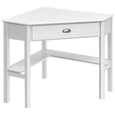 Giantex Wood Corner Computer Desk, Compact Writing Table w/Drawer & Shelves, Space Saving Workstation with Foot Pads, Laptop PC Corner Table Furniture for Home Office, White