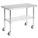 Simplus 1800x600mm Stainless Steel Kitchen Bench 430 Food Grade Workbench Food Prep Table w/Wheels Commercial Heavy Duty Table for Restaurant, Home and Hotel, Silver