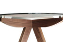 SK Designer Living Amber Collection | Round Glass Dining Table | 90cm - Walnut