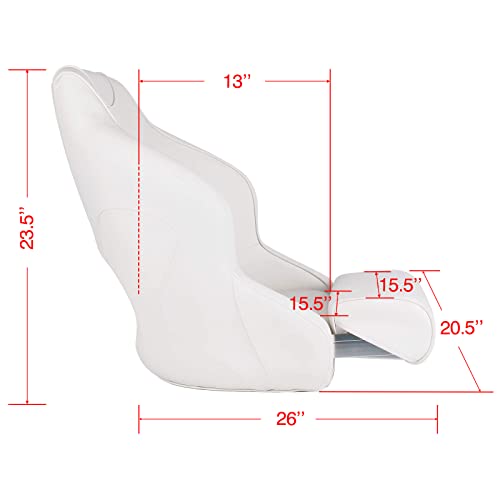 Leader Accessories Two Tone Captains Bucket Seat Boat Seat Premium Sports Flip Up Boat Seat (Model A - White)