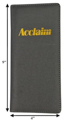 Acclaim Rigid Lawn Bowls Bowling Scorecard Holder Lightly Padded Plain Colour Metallic Finish 23 cm x 11 cm with Spring Clip & Pen Loop (Dark Grey)