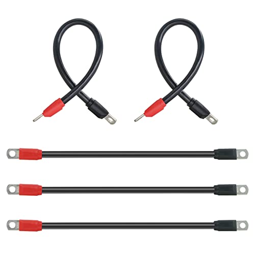 OXTOUF DS Golf Cart Battery Cable Set for Club Car 36V/48V Golf Buggies, 4 AMG Heavy Duty Flexible Battery Cables with Cast Plastic Wrapped Lugs, Durable and Easy to Bend, 5 Pcs