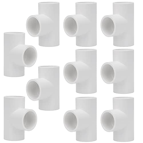 10Pack 3 Way 3/4 Inch Tee PVC Pipe Fittings Connector SCH40 Furniture Build Grade PVC Corner Fittings Elbow Fittings for DIY PVC Shelf Garden Support Structure Tent Connection