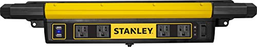 STANLEY PSL1000S Adjustable 45 COB LED Workbench Light with AC Power Outlets, Dual 2.1 Amp USB Charging Ports, and Tool Storage