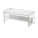 SoHo Coffee Table with Shelf, White Faux Marble/Glass