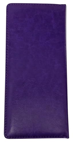 Acclaim Rigid Lawn Bowls Bowling Scorecard Holder Lightly Padded Synthetic Grain Leather Look Finish 23 cm x 11 cm with Spring Clip & Pen Loop (Purple)