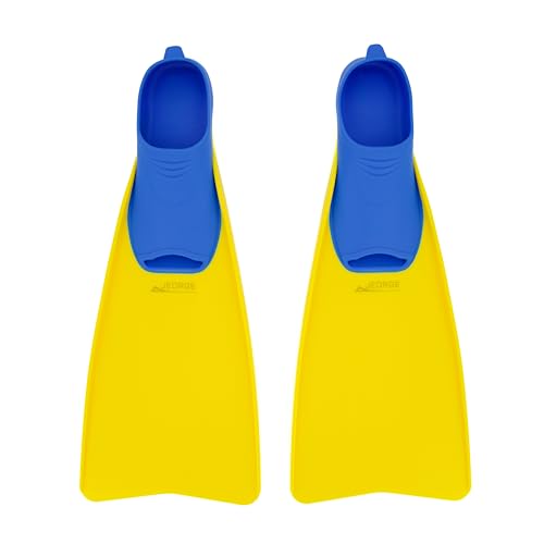 JEORGE Long Blade Swimming Snorkelling Fins, Unisex Blue/Yellow. (M)