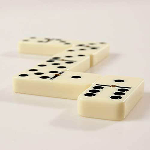 ZOOCEN Double 6 Pro Size Dominoes Set in Leatherette Case (28 Tiles with Spinner)