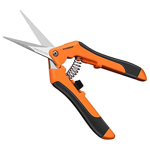 VIVOSUN 6.5" Gardening Hand Pruner Pruning Shear with Straight Stainless Steel Blades Orange