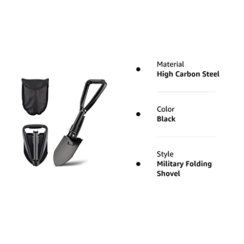 CO-Z Mini Folding Shovel High Carbon Steel, Portable Lightweight Outdoor Tactical Survival Foldable Mini Shovel, Entrenching Tool, Camping, Hiking, Digging, Backpacking, Car Emergency