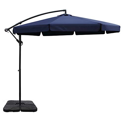 Instahut Umbrella Outdoor Umbrellas Cantilever Patio Sun Beach UV with Durable Base Navy 3M