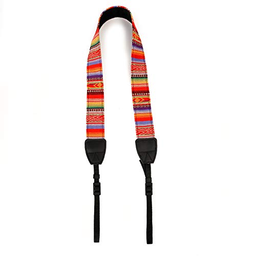 WANBY Camera Strap Canvas Rainbow Neck Shoulder Strap with Quick Release Buckles for DSLR SLR