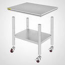 Mophorn Stainless Steel Catering Work Table 76(L) x60(W) x80(H) cm Commercial Work Table with 4 Wheels Commercial Food Prep Workbench with Flexible Adjustment Shelf for Kitchen Prep Table