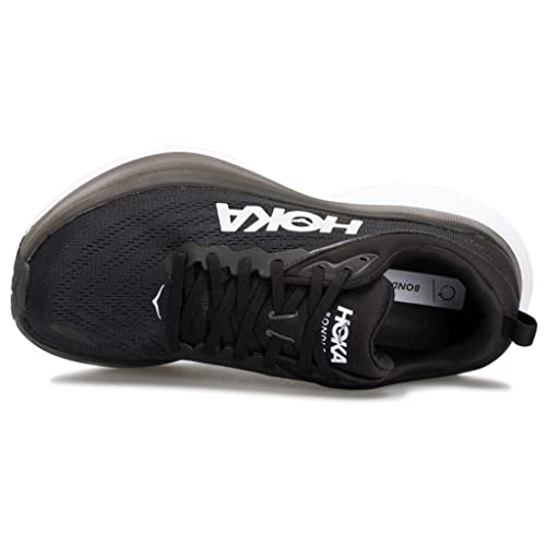 HOKA Women's Running Shoe, BONDI 8, Mesh, Black/White, 7.5 US W