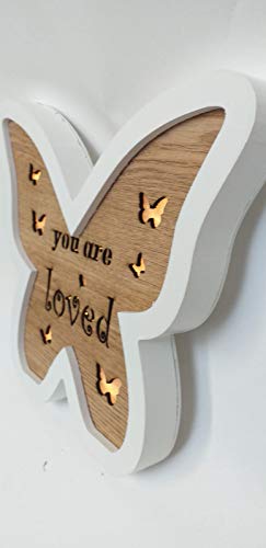 SHATCHI Wooden LED Light Up Table Frame Love Plaque Standing Christmas Office Desktop Decorations – Home/Moon/Star/Heart/Butterfly, White & Brown