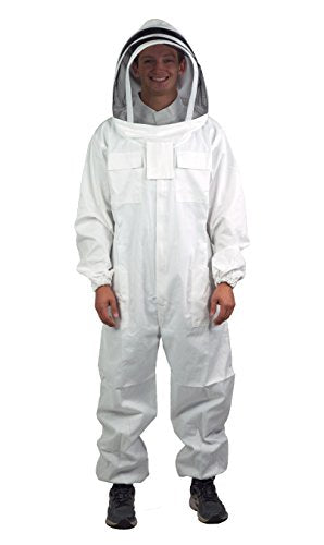 VIVO Professional Large Cotton Full Body Beekeeping Suit with Veil Hood (Bee-V106)