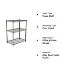 Amazon Basics 3-Shelf Adjustable, Heavy Duty Storage Shelving Unit (113.4 kgs loading capacity per shelf), Steel Organizer Wire Rack, Black (58.93 x 34.04 x 76.2 CM, LxWxH)