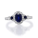Gin & Grace Women's 14K White Gold Genuine Blue Sapphire Ring With Diamonds (Oval-Cut) Shaped (TW3319R-BS-10)