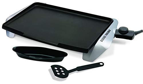 George Foreman GREG10 Griddle, Fast Heat Up to 200 Degrees, Large Grilling Surface, Non-Stock, Variable Temperature Control, Black