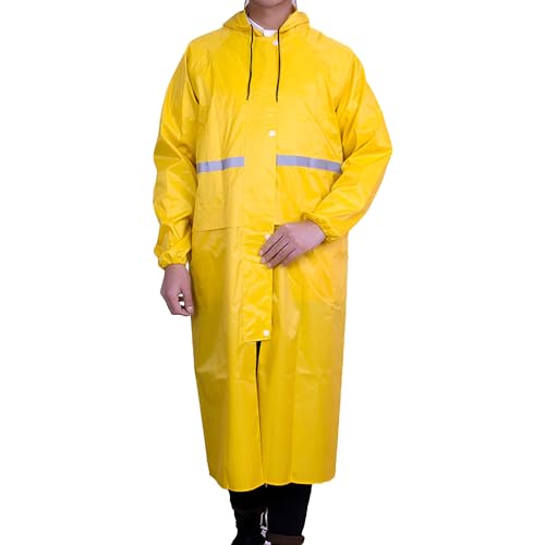 Men's Overalls Waterproof Raincoat Lightweight Work Hooded Long Coats RAIN COAT with Reflective Safety Strips