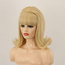 QACCF Blonde Beehive Wig 70s Pinup Pelucas 60s Beehive Style Vintage Look Halloween Costume Women Wig wtih Bang (Blonde)