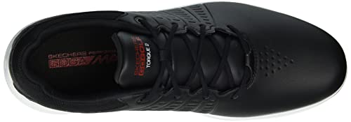 Skechers Men's Torque Waterproof Golf Shoe, Black/Red Sole, 12.5 Wide