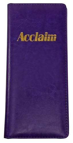 Acclaim Rigid Lawn Bowls Bowling Scorecard Holder Lightly Padded Synthetic Grain Leather Look Finish 23 cm x 11 cm with Spring Clip & Pen Loop (Purple)