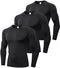 Men's Compression Shirts Longs Sleeve Workout Gym T-Shirt Running Tops Cool Dry Sports Base Layer Athletic Undershirts, Black*3, Large