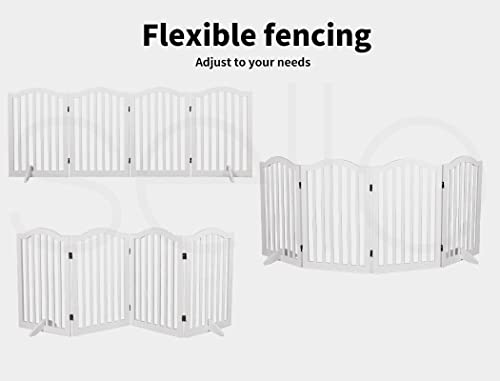 PaWz Wooden Pet Gate Dog Fence Safety Stair Barrier Security Door 4 Panels White