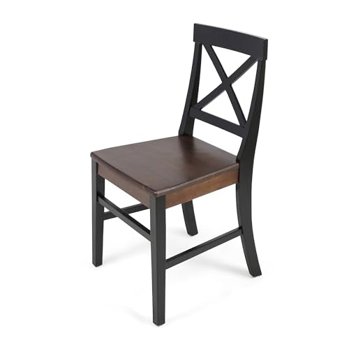 Christopher Knight Home Roshan Farmhouse Acacia Wood Dining Chairs, Black/Walnut