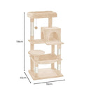 Floofi Cat Tree with Scratching Post & Interactive Cat Toy, Multi-Level Tower & Play House Suitable for Indoors (118 cm, Beige Plush Cat Condo)