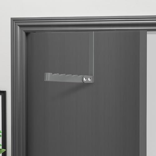 FYY Over The Door Hooks Hanger, 1 Pack Collapsible Folding Over The Door Organizer Rack Space Saving Hanging Storage Hanger for Clothes, Coats, Towels for Bedroom Bathroom Grey