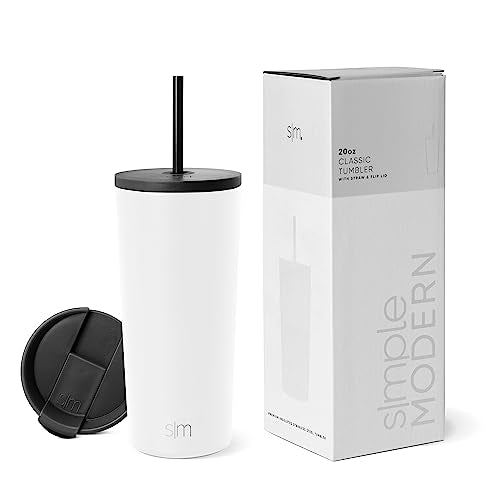 Simple Modern 20oz Classic Tumbler with Straw Lid & Flip Lid - Travel Mug Gift Vacuum Insulated Coffee Beer Pint Cup - 18/8 Stainless Steel Water Bottle -Winter