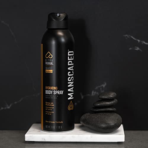 MANSCAPED™ UltraPremium Hydrating Body Spray, Non-Greasy Quick Drying Spray-On Moisturizer Formula with Red Algae and Hyaluronic Acid for Skin Hydration (6 oz Aluminum Bottle)
