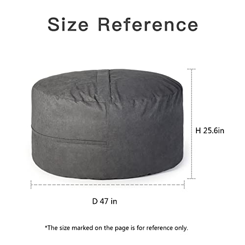 YuppieLife Durable Bean Bag Chair Cover, 4Ft Sack, Dark Grey (No Filler)