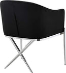 Meridian Furniture Xavier Collection Modern | Contemporary Velvet Upholstered Dining Chair with Sturdy Steel X Shaped Legs, 25.5" W x 24.5" D x 31.5" H, Black