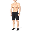 ZENWILL Mens Gym Running Shorts, Workout Athletic Bodybuilding Fitness Shorts with Zip Pockets (Large,Black)
