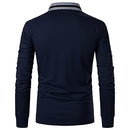 AIOIDI Mens Long Sleeve Golf Polo Shirts for Adults,Blue,M