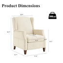 COLAMY Wingback Pushback Recliner Chair with Storage Pocket, Upholstered Fabric Living Room Chair Armchair, Single Reclining Sofa with Wood Legs and Nailhead Trim for Home/Bedroom, Beige