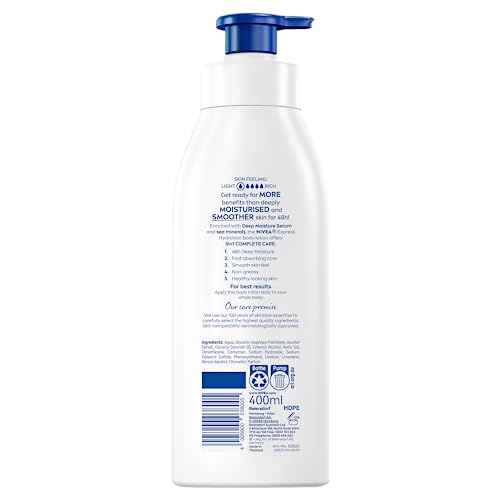 NIVEA Express Hydration Body Lotion (400ml), 48hr Hydrating Body Moisturiser, Fast-Absorbing Moisturising Cream with Sea Minerals, Creamy Nourishing Formula for Normal to Dry Skin