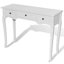 'vidaXL Scandinavian Style Dressing Console Table - White, MDF and Pinewood Construction, Features Three Drawers, Compact Design for Small Spaces