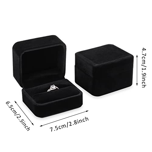 iSuperb Set of 2 Unit Classic Velvet Couple Double Ring Box Earring Jewelry Case Gift Boxes 2.7x2.7x1.6inch