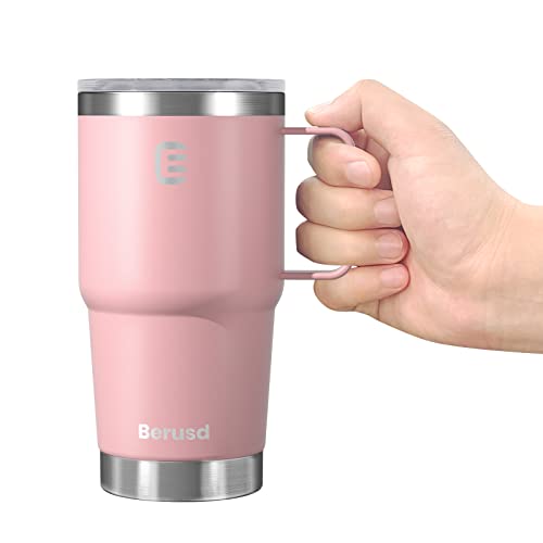 Berusd Coffee Cup 600ml Insulated Tumblers with Handle and Lid, Double Wall Vacuum Stainless Steel Coffee Travel Mug, Leak Proof Insulated Flask, Water Bottle Drink Cup, Thermo Mug, 20 oz