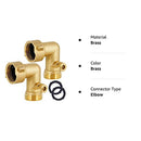 Lifynste Garden Hose Elbow Connector, 90 Degree Brass Garden Hose Elbow Adapter with Shut Off Valves