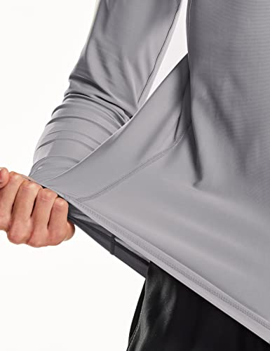 TSLA Men's Long Sleeve Zip Rash Guard, UPF50+ UV/Sun Protection Quick Dry Swim Shirts MSZ03-LGY X-Large