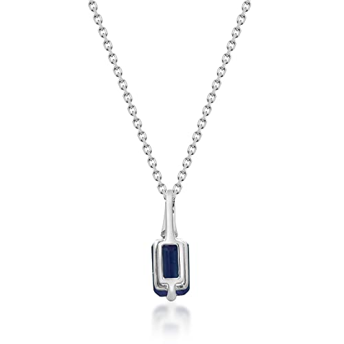 Gin & Grace 10K White Gold Genuine Blue Sapphire Pendant With Diamonds For Women