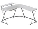 SHW Gaming L-Shaped Computer Desk with Monitor Stand, White