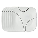 Corelle Vitrelle 6-Piece Salad Plates Set, Triple Layer Glass and Chip Resistant, Lightweight Square 9-Inch Plates, Simple Lines