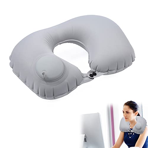 Inflatable Travel Neck Pillow for Airplane Portable U Shaped Neck Support Sleeping Travel Pillow, Blow Up Pillow by Press to Inflate for Trave,Office,Car and Train