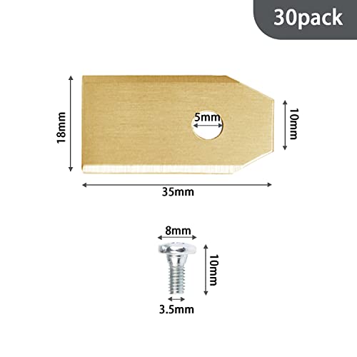 (30Pack Blade Kit with Screws) Replacement Robotic Lawn Mower Cutting Blade for All Husqvarna Automower,Gardena McCulloch Robotic Lawnmower Mowing Lawn Mower Robot (Original)